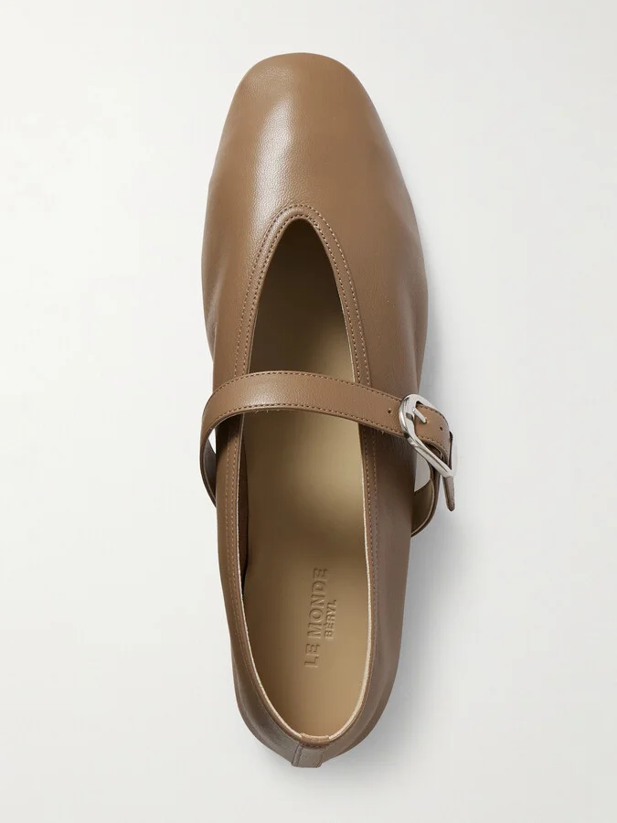 Le Monde Béryl - Stella Leather Mary Jane Ballet Flats - Brown - Image 5