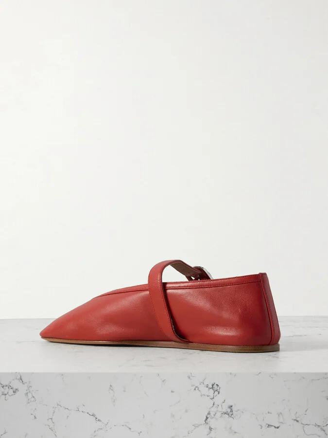 Le Monde Béryl - Stella Leather Mary Jane Ballet Flats - Red - Image 3
