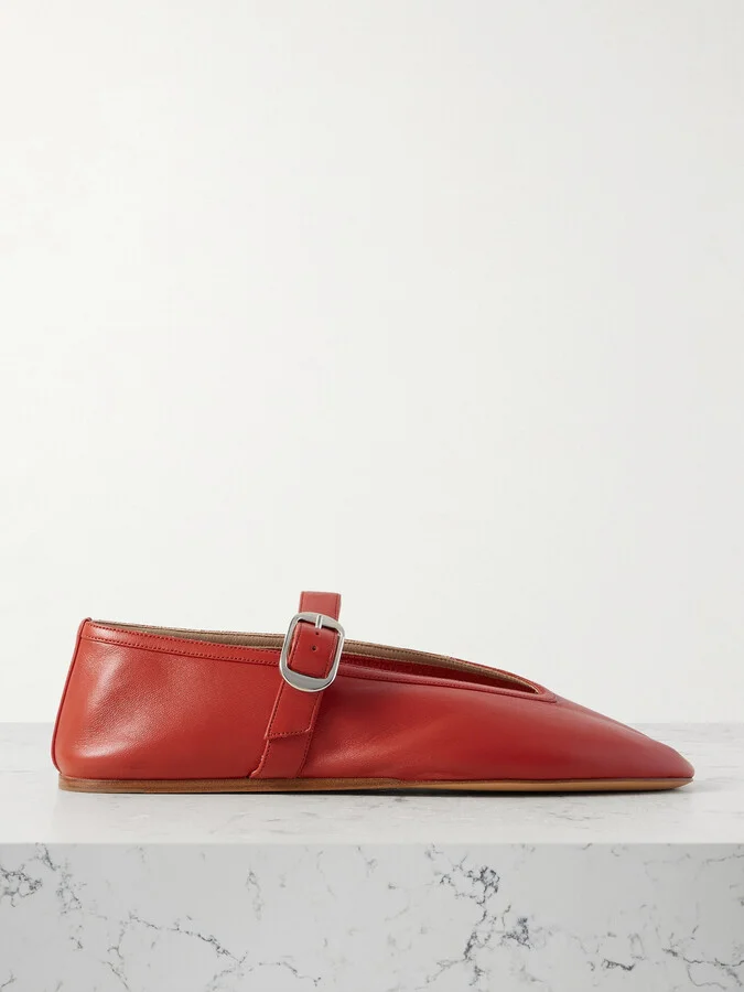 Le Monde Béryl - Stella Leather Mary Jane Ballet Flats - Red
