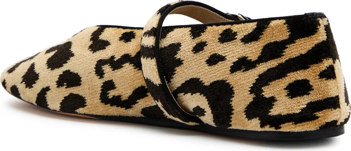 LE Monde Beryl Stella Leopard-print Velvet Ballet Flats - Image 2