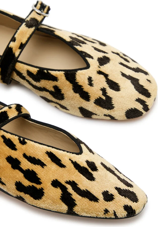 LE Monde Beryl Stella Leopard-print Velvet Ballet Flats - Image 3