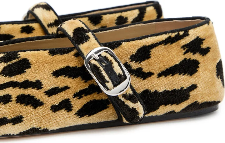 LE Monde Beryl Stella Leopard-print Velvet Ballet Flats - Image 4