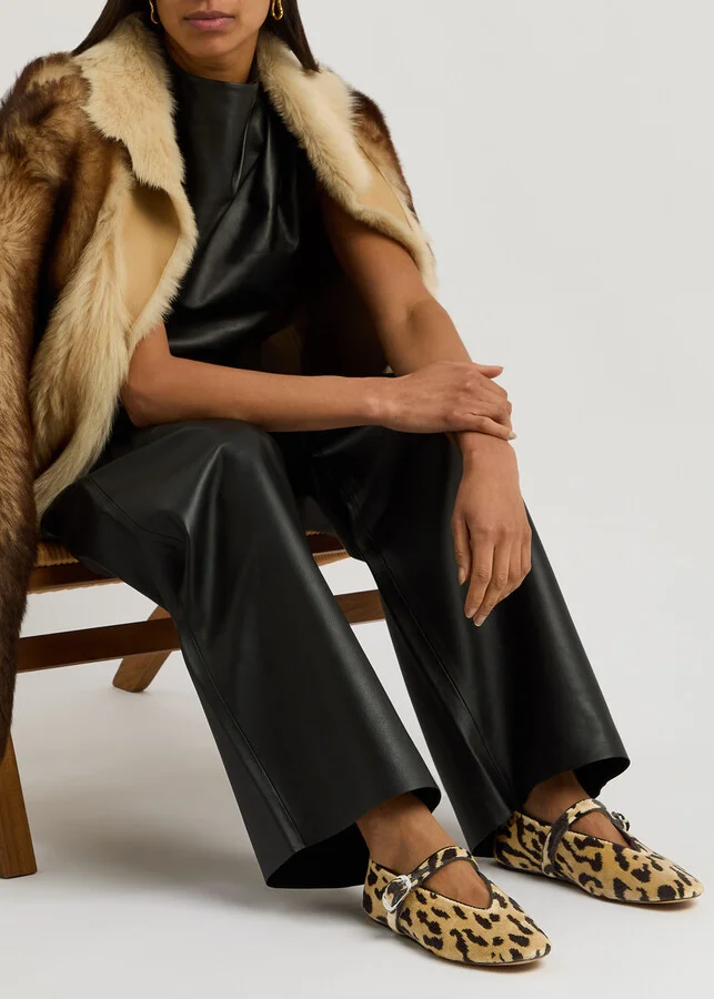 LE Monde Beryl Stella Leopard-print Velvet Ballet Flats - Image 5