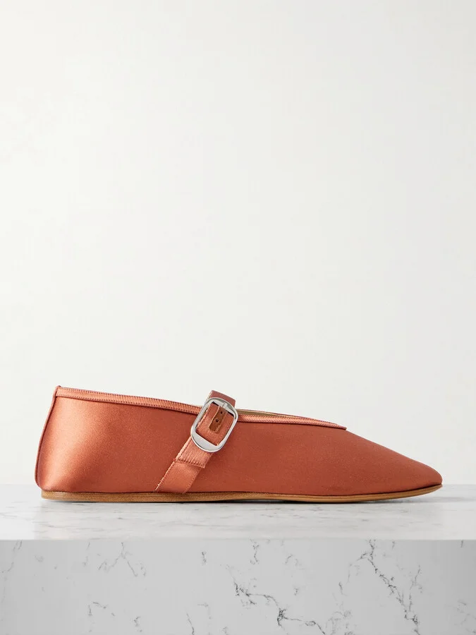 Le Monde Béryl - Stella Satin Mary Jane Ballet Flats - Metallic