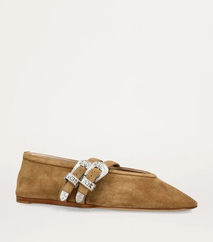 Le Monde Beryl Suede Buckle Claudia Ballet Flats - Image 4