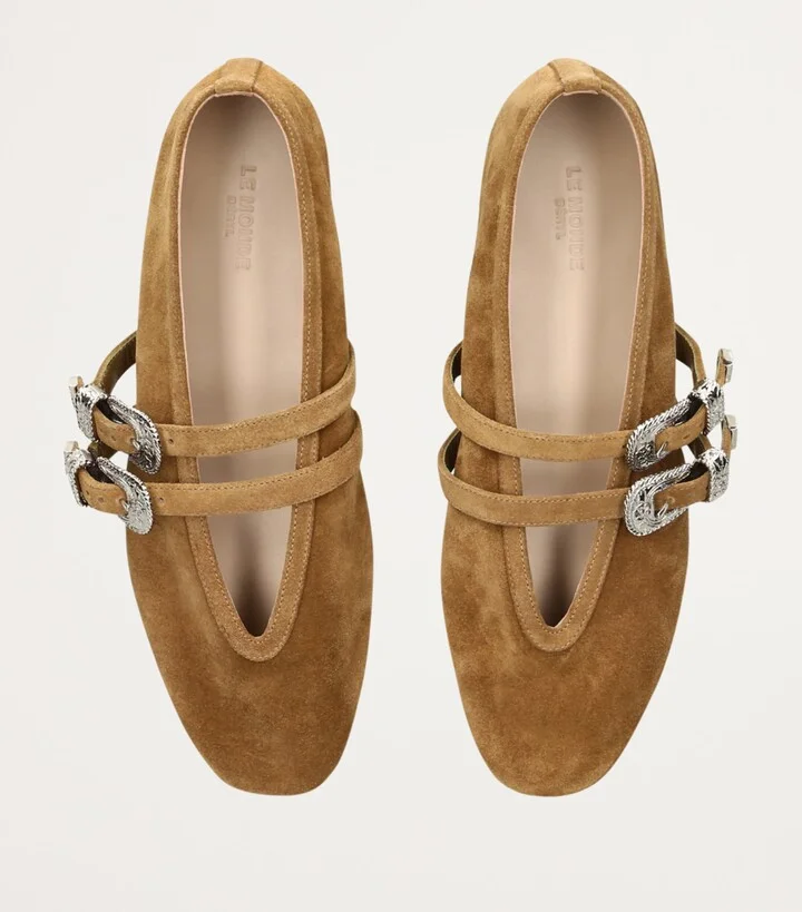 Le Monde Beryl Suede Buckle Claudia Ballet Flats - Image 6