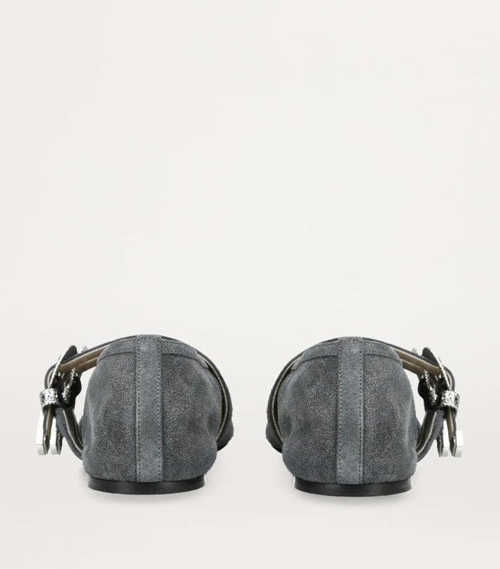 Le Monde Beryl Suede Buckled Claudia Ballet Flats - Image 2