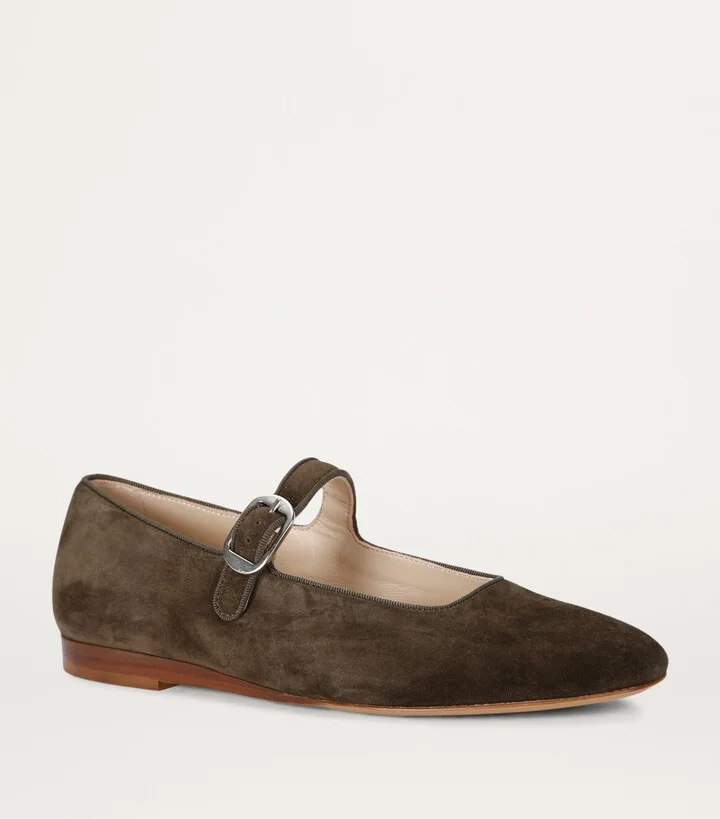 Le Monde Beryl Suede Mary Jane Ballet Flats - Image 3