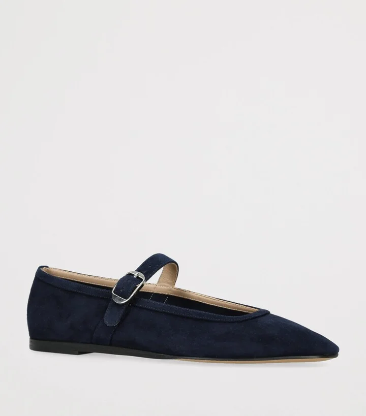 Le Monde Beryl Suede Mary Jane Ballet Flats - Image 3