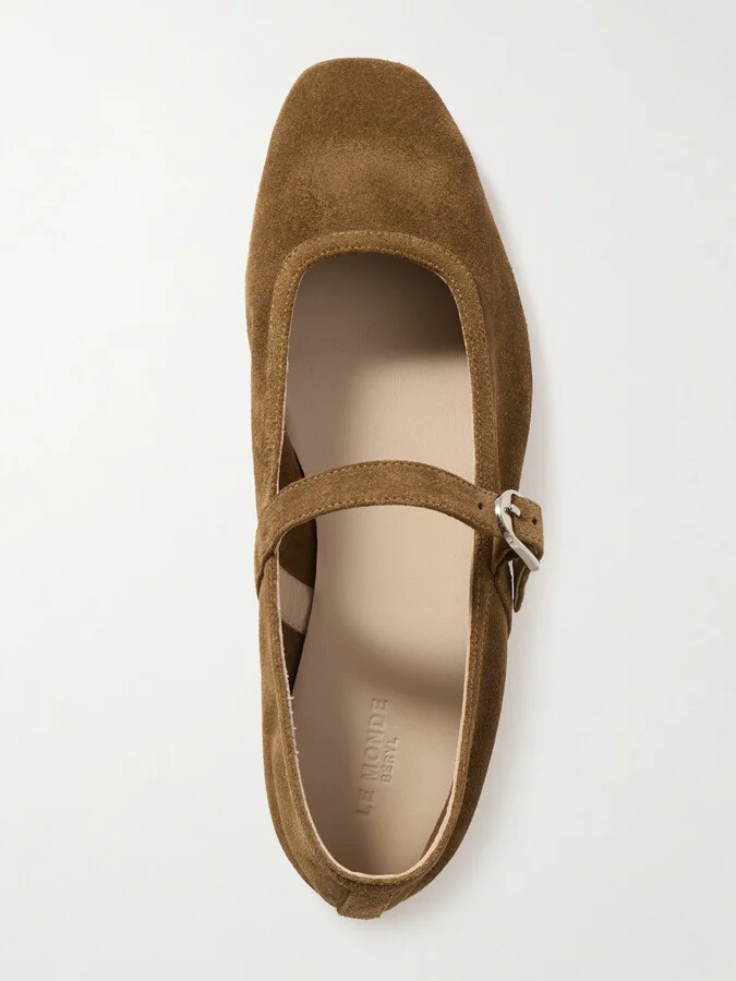 Le Monde Béryl - Suede Mary Jane Ballet Flats - Brown - Image 5