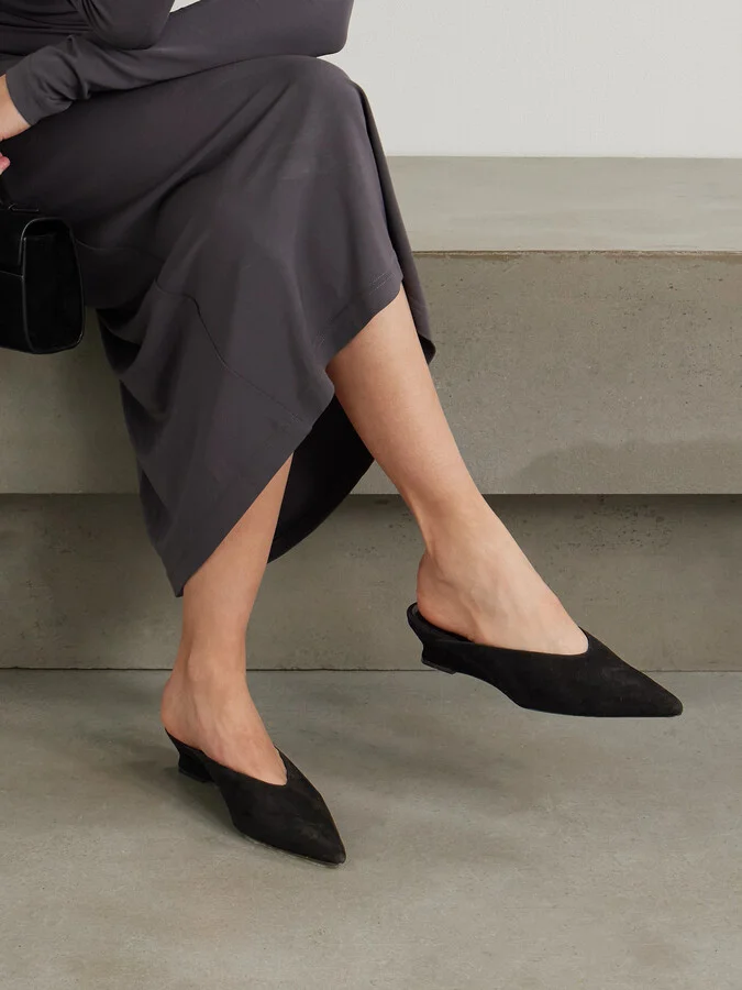 Le Monde Béryl - Suede Wedge Mules - Black - Image 2