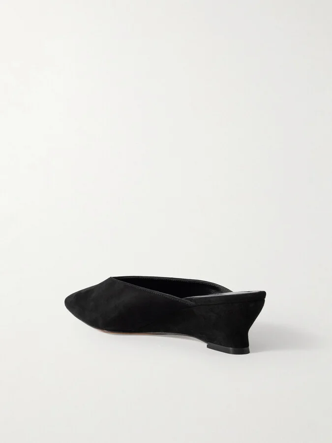 Le Monde Béryl - Suede Wedge Mules - Black - Image 3