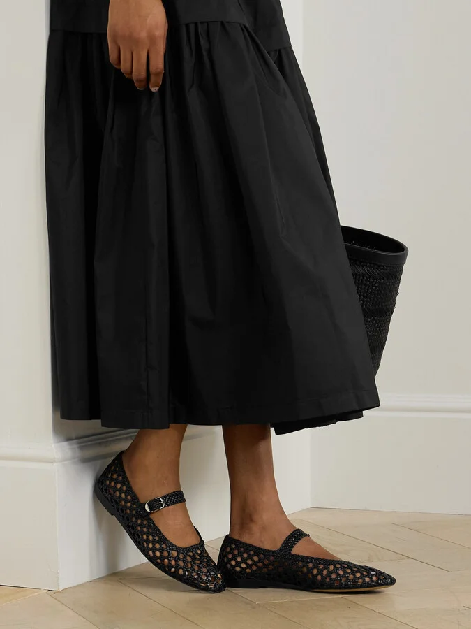 Le Monde Béryl - Woven Leather Mary Jane Ballet Flats - Black - Image 2