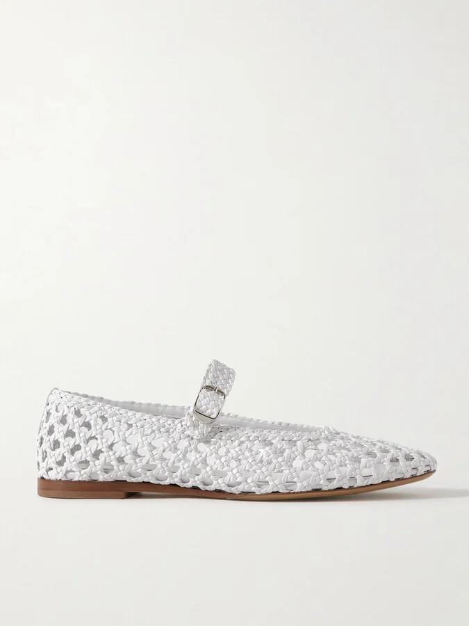 Le Monde Béryl - Woven Leather Mary Jane Ballet Flats - White