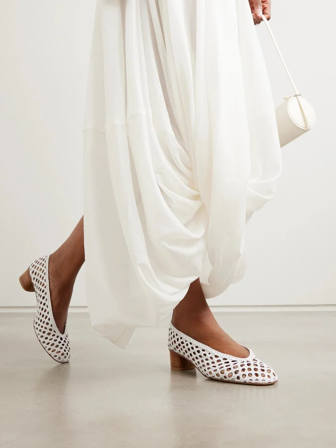 Le Monde Béryl - Woven Leather Pumps - Cream - Image 2