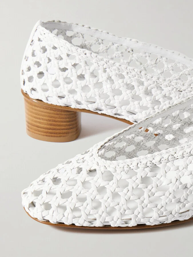 Le Monde Béryl - Woven Leather Pumps - Cream - Image 4