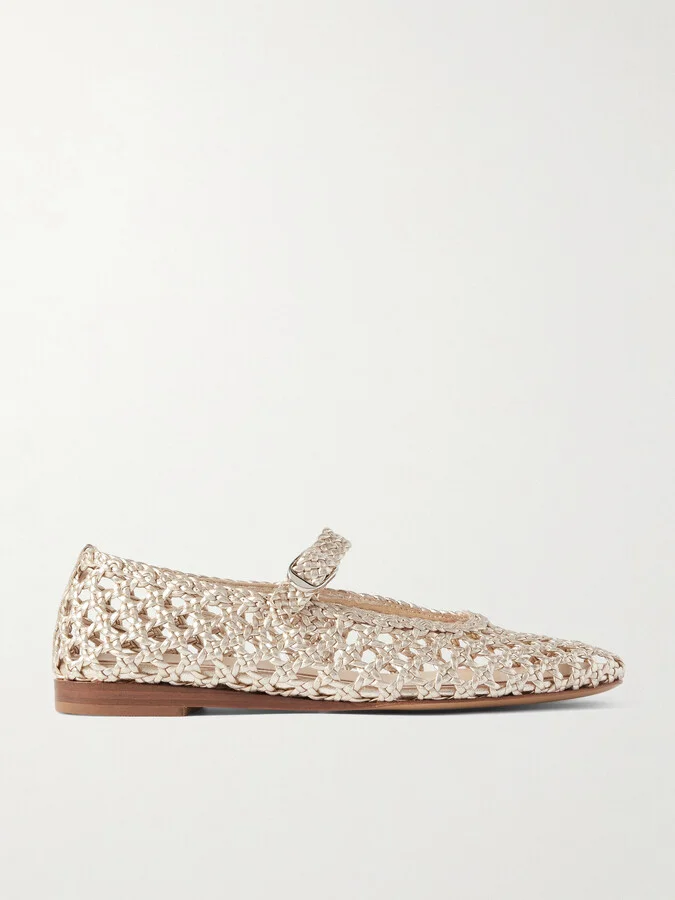 Le Monde Béryl - Woven Metallic Leather Mary Jane Ballet Flats - Gold