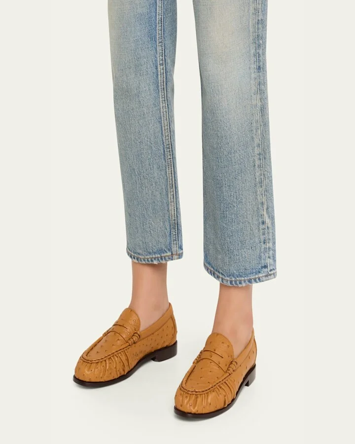 Le Ostrich Leather YSL Penny Loafers - Image 2