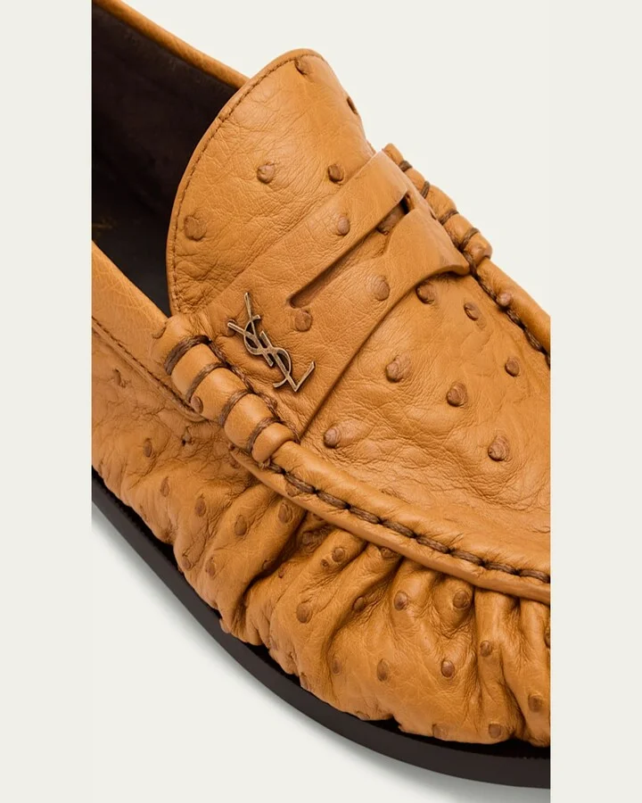 Le Ostrich Leather YSL Penny Loafers - Image 4