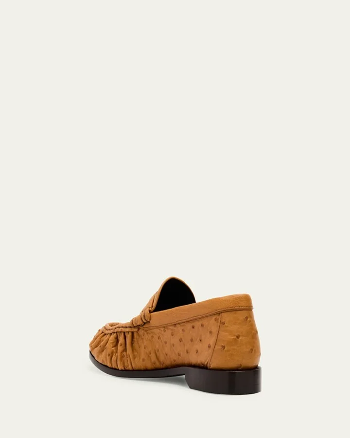 Le Ostrich Leather YSL Penny Loafers - Image 5