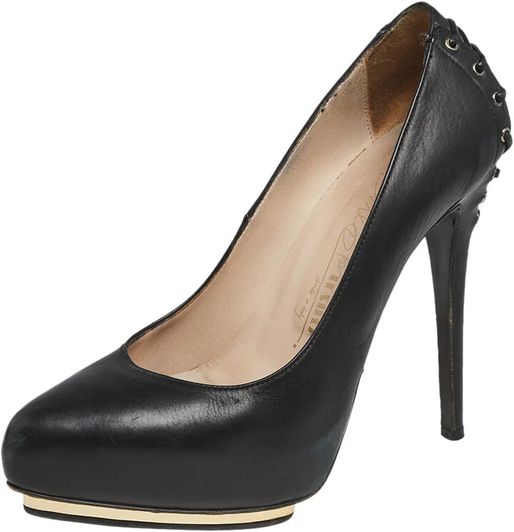 Le Silla Black Leather Platform Pumps Size 37