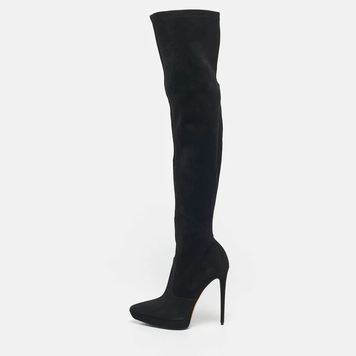 Le Silla Black Suede Over The Knee Boots Size 38