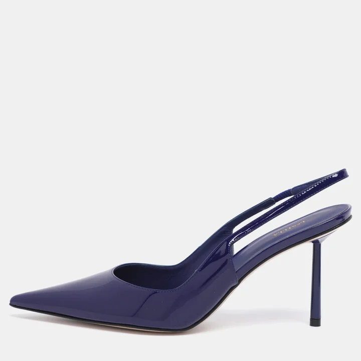 Le Silla Blue Patent Leather Bella Slingback Pumps Size 42