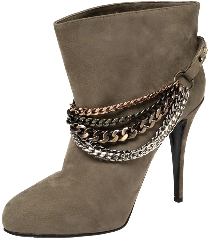 Le Silla Grey Nubuck Leather Ankle Boots Size 40