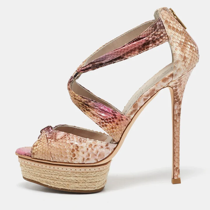 Le Silla Multicolor Snakeskin Platform Sandals Size 37.5