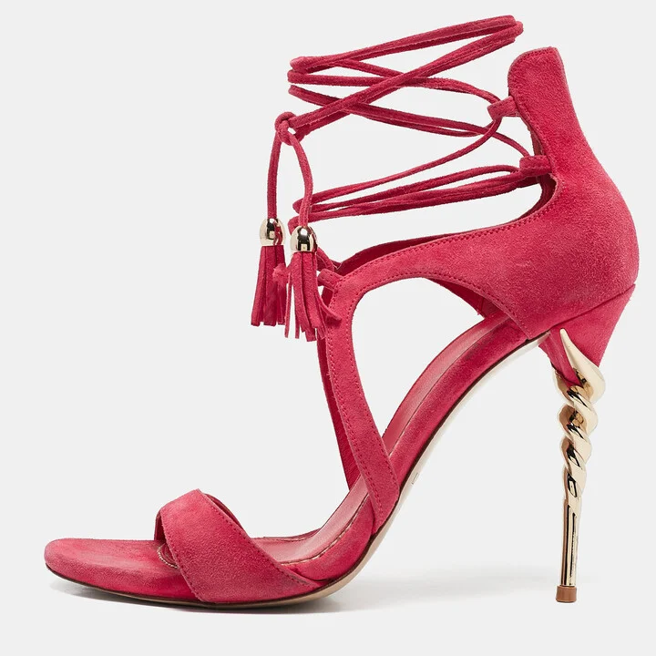 Le Silla Pink Suede Ankle Strap Sandals Size 40