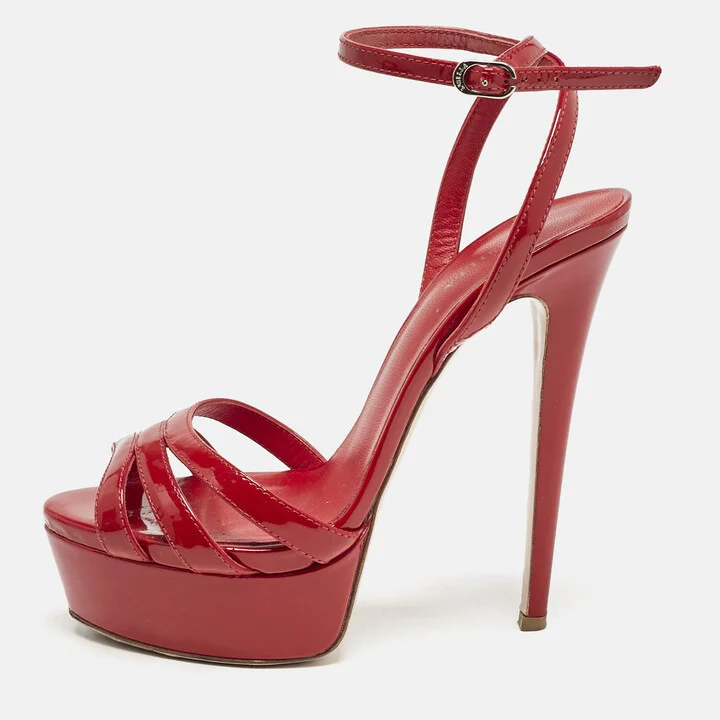 Le Silla Red Patent Leather Lola Platform Sandals Size 36