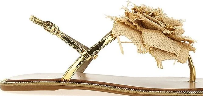 Le Silla Rose Metallic Effect Flat Sandals