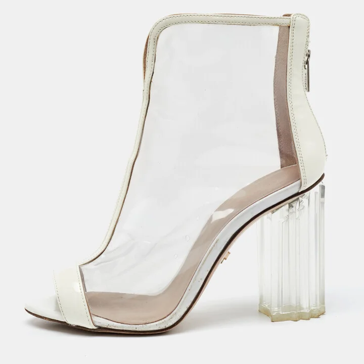 Le Silla White/Transparent PVC and Patent Leather Ankle Boots Size 38