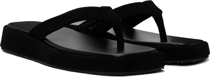 LE17SEPTEMBRE Black Leather Flip Flops - Image 4