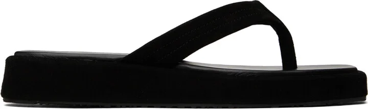 LE17SEPTEMBRE Black Leather Flip Flops