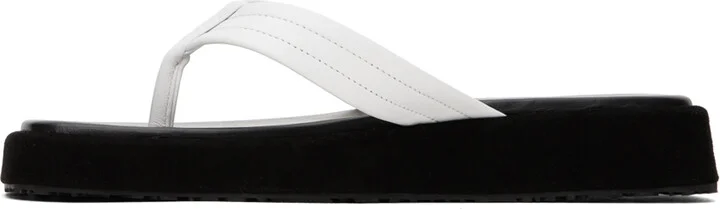 LE17SEPTEMBRE Black & White Leather Flip Flops - Image 3