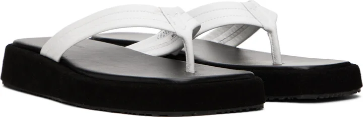 LE17SEPTEMBRE Black & White Leather Flip Flops - Image 4