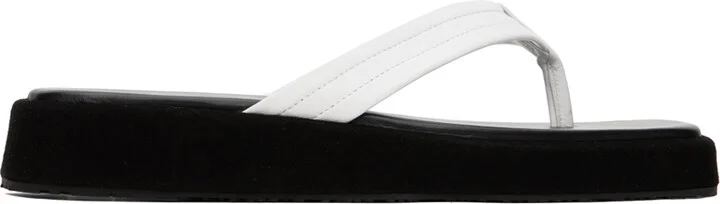 LE17SEPTEMBRE Black & White Leather Flip Flops