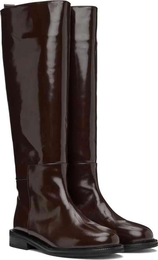 LE17SEPTEMBRE Brown Leather Tall Boots - Image 4
