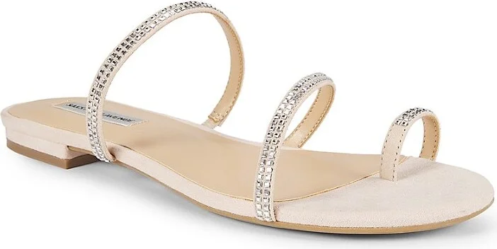 Lea Leather Rhinestone Flat Sandals - Image 2