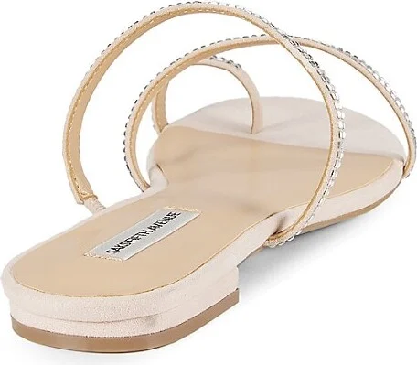 Lea Leather Rhinestone Flat Sandals - Image 3