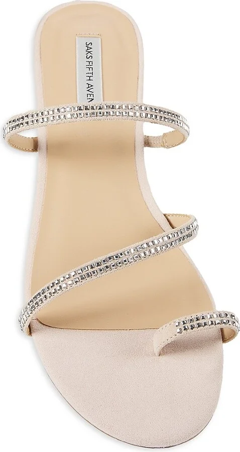 Lea Leather Rhinestone Flat Sandals - Image 5
