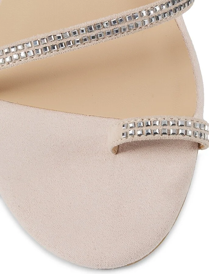 Lea Leather Rhinestone Flat Sandals - Image 6