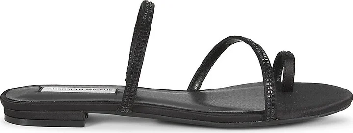 Lea Leather Rhinestone Flat Sandals
