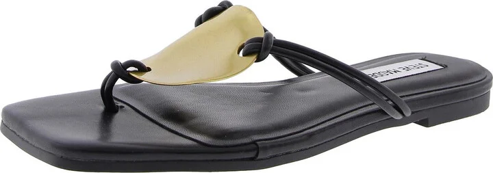Lead Womens Strappy Faux Leather Slide Sandals