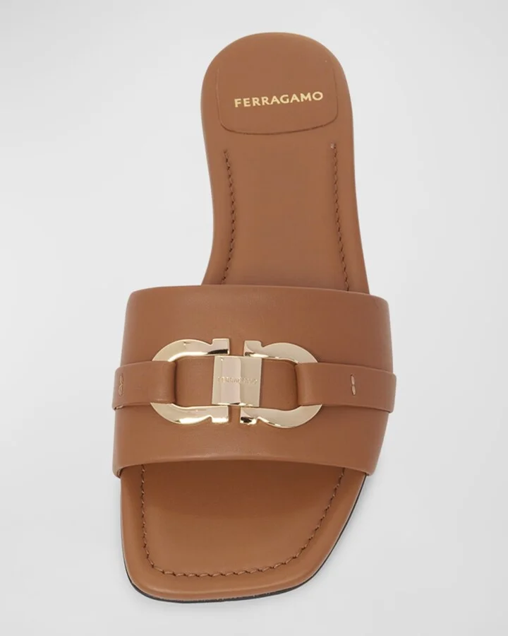 Leah Gancini Bit Leather Slide Sandals - Image 3