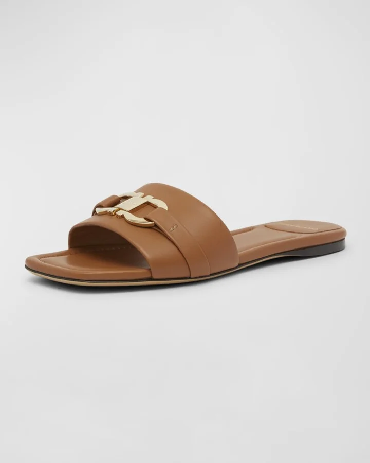 Leah Gancini Bit Leather Slide Sandals - Image 4