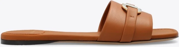 Leah Gancini Leather Flat Sandals