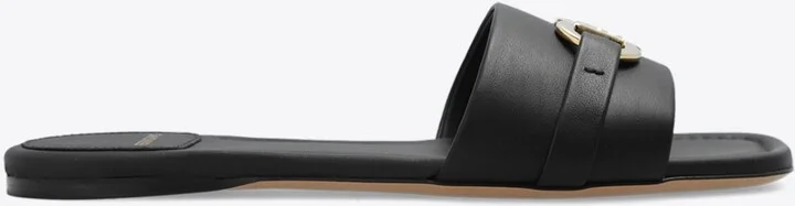Leah Gancini Leather Flat Sandals