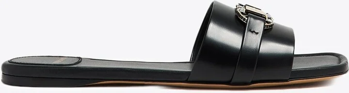 Leah Gancini Leather Slides